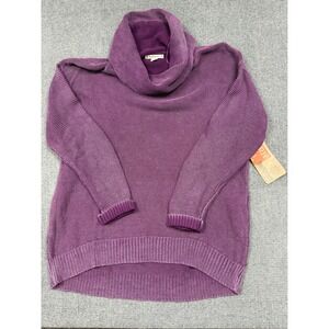 RuffHewn Womens 2X Cowl Neck Sweater Regal Plum Cotton Knit NWT